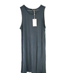 Quince NWT Blue Green Soft Comfy Tencel Jersey Mini Swing Sleeveless Dress Large